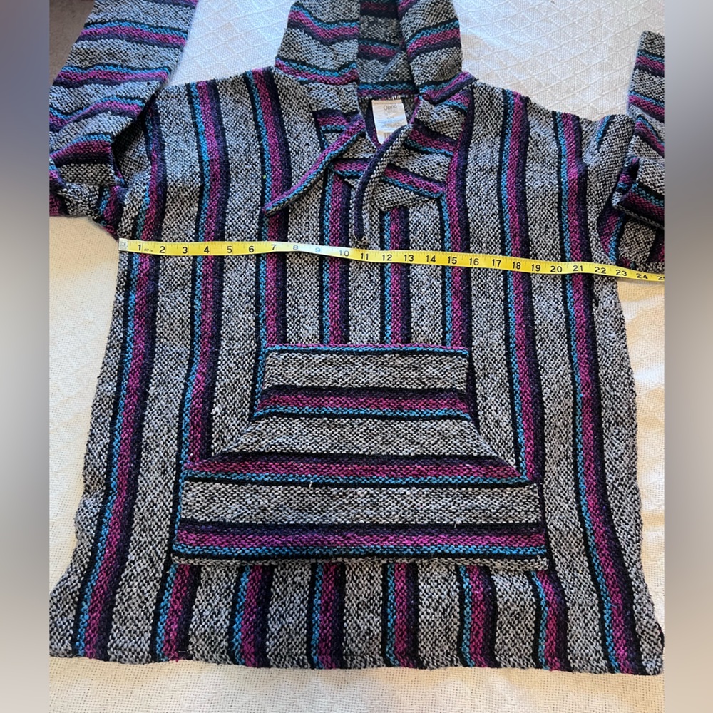 Öland Vintage XL Baja Hoodie Rug Knit Mexican Pullover Surf Boho - Picture 8 of 9